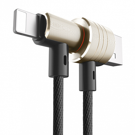 Кабель USB - Lightning для зарядки iPhone 1,2 м 2.1А с угловыми штекерами Baseus Magnet черно-золотистый