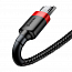 Кабель USB - MicroUSB для зарядки 1 м 2.4А плетеный Baseus Cafule черно-красный
