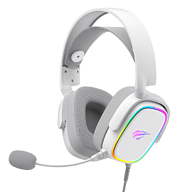 Наушники Havit H2035U полноразмерные с микрофоном и RGB подсветкой игровые белые