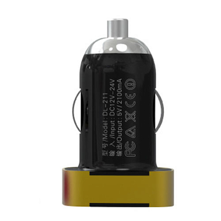 Зарядное устройство автомобильное с USB входом 2.1A и Lightning кабелем Ldnio DL-211 черно-золотое