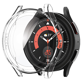 Чехол для Samsung Galaxy Watch 5 Pro 45 мм пластиковый тонкий Spigen Thin Fit прозрачный