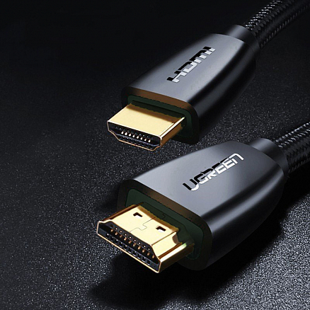 Кабель HDMI - HDMI (папа - папа) длина 1 м версия 2.0 4K 60Hz плетеный Ugreen HD118 черный