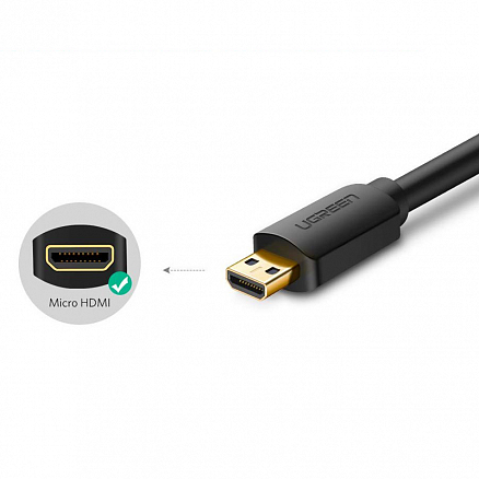 Переходник MicroHDMI - HDMI (папа - мама) 4K Ugreen 20134 черный