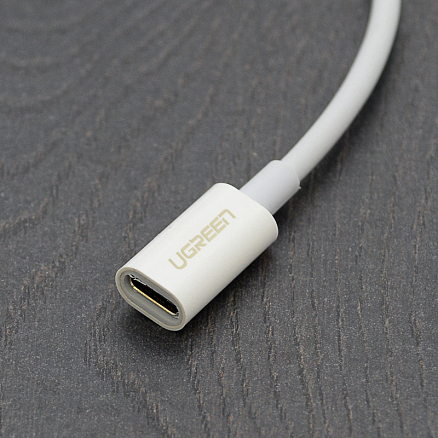 Переходник Type-C - USB 2.0 (мама - папа) 17 см Ugreen US204 бело-серый