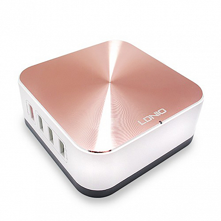 Зарядное устройство сетевое с восемью USB входами 10А 50W Ldnio A8101 (быстрая зарядка QC 3.0) белое с розовым золотом