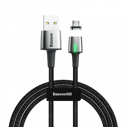 Кабель USB - MicroUSB для зарядки 2 м 1.5А магнитный плетеный Baseus Zinc черный
