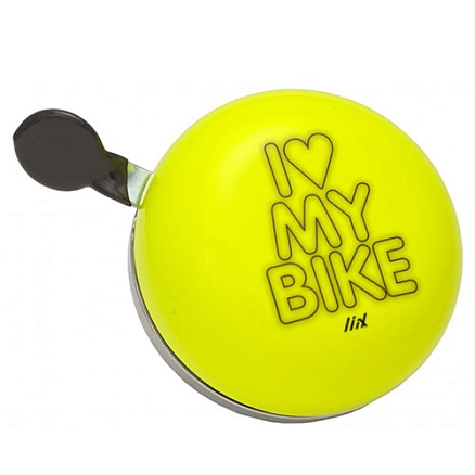Звонок велосипедный Liix Ding Dong I Love My Bike ярко-желтый