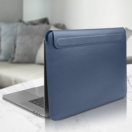 Чехол для Apple MacBook Pro 13 A1708, A1989, A1706, A1502, A1425, A1278, A2159, A2251, A2289 кожаный футляр WiWU Skin Pro II темно-синий