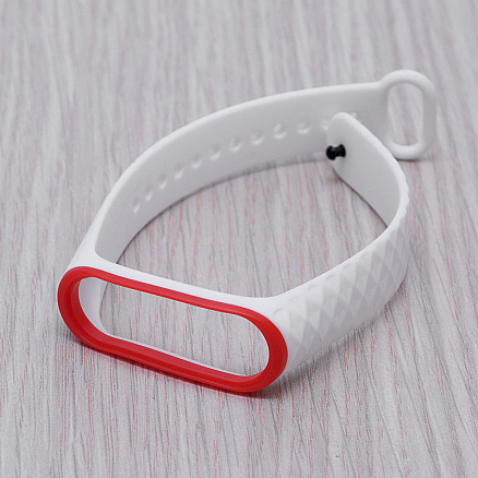 Сменный браслет для Xiaomi Mi Band 3 и Mi Band 4 силиконовый Nova Double Diamond красно-белый