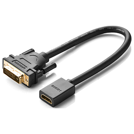 Переходник DVI-I - HDMI (папа - мама) 22 см Ugreen 20118 черный