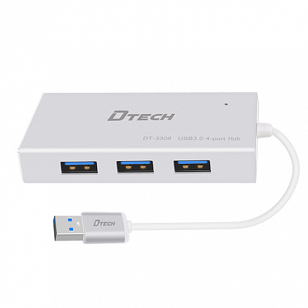 USB 3.0 HUB (разветвитель) на 4 порта + MicroUSB Dtech DT-3308 серебристый