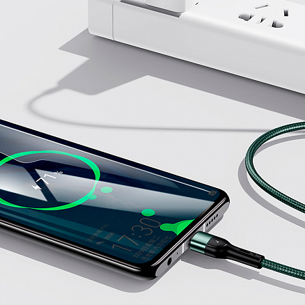 Кабель Type-C - USB 2.0 для зарядки 1 м 2A плетеный Usams U55 темно-зеленый
