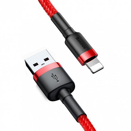 Кабель USB - Lightning для зарядки iPhone 0,5 м 2.4А плетеный Baseus Cafule красный
