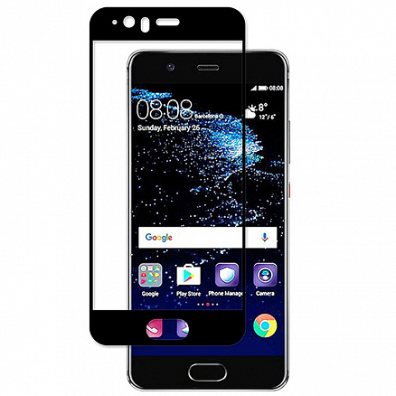 Защитное стекло для Huawei P10 на весь экран противоударное черное