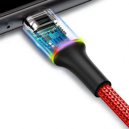 Кабель Type-C - USB 2.0 для зарядки 2 м 2А плетеный Baseus Halo красный