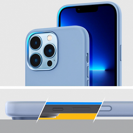 Чехол для iPhone 13 Pro Max силиконовый Spigen Silicone Fit серо-голубой