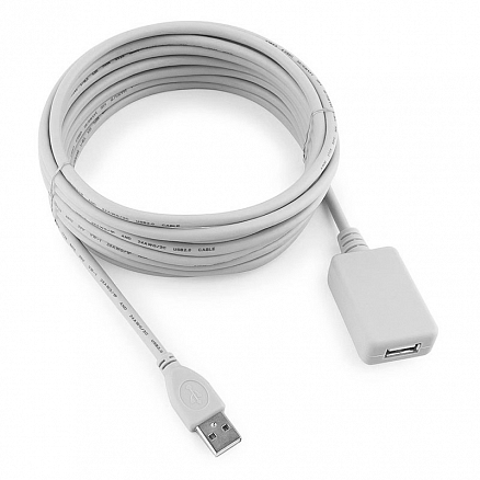 Кабель-удлинитель USB 2.0 (папа - мама) активный длина 4,8 м Cablexpert UAE-016 белый