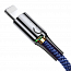 Кабель USB - Lightning для зарядки iPhone 1 м 2.4A с автоотключением плетеный Baseus C-shaped синий