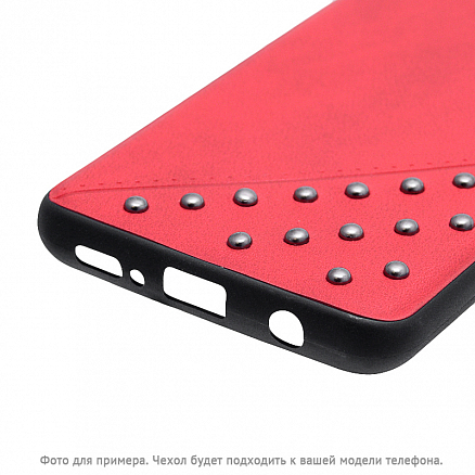 Чехол для iPhone 6, 6S гибридный с кожей Beeyo Brads Type 1 красный