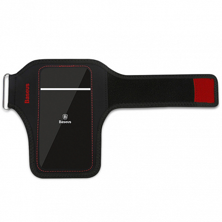 Чехол универсальный для телефона до 5 дюймов спортивный на запястье Baseus Flexible черно-красный