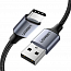 Кабель Type-C - USB 2.0 для зарядки 0,25 м 3А плетеный Ugreen US288 (быстрая зарядка QC 3.0) черный