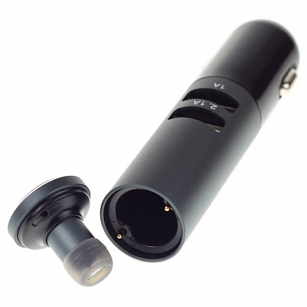 Bluetooth гарнитура 2-в-1 + зарядное устройство автомобильное c 2 USB входами 2.1A Remax RB-T11C черно-серая