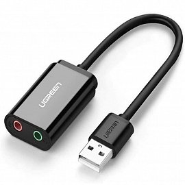Внешняя звуковая карта USB 2.0 Ugreen US205 черная