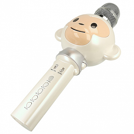 Микрофон детский беспроводной для караоке с динамиком, USB и слотом для MicroSD Forever Animal белый