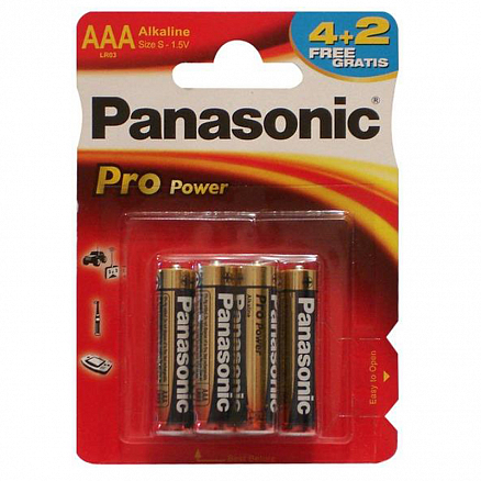 Батарейка LR03 Alkaline (пальчиковая маленькая AAA) Panasonic Pro Power упаковка 6 шт.