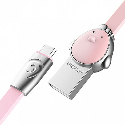 Кабель USB - MicroUSB для зарядки 1 м 2.4A плоский Rock Zodiac Coсk розовый