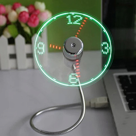 USB вентилятор на гибкой ножке со светодиодными часами