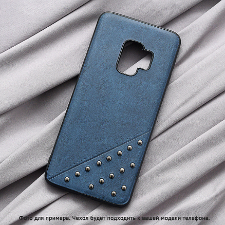 Чехол для iPhone 7, 8 гибридный с кожей Beeyo Brads Type 1 темно-синий