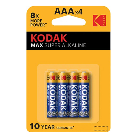 Батарейка LR03 Alkaline (пальчиковая маленькая AAA) Kodak MAX упаковка 4 шт.