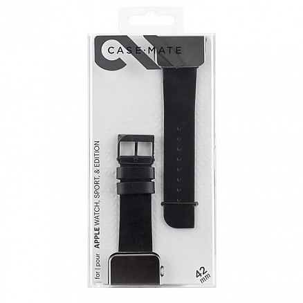 Ремешок-браслет для Apple Watch 42 и 44 мм кожаный Case-mate (США) Signature V2 черный