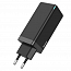 Зарядное устройство сетевое с USB и двумя Type-C входами 5А 65W Baseus GaN (быстрая зарядка QC 4.0, 3.0, PD) черное