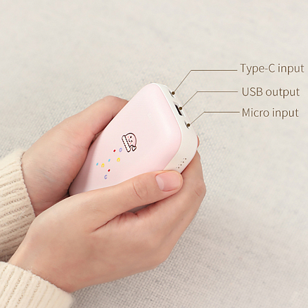 Внешний аккумулятор с грелкой для рук Baseus Mini Q 10000мАч (ток 2.1А) розовый