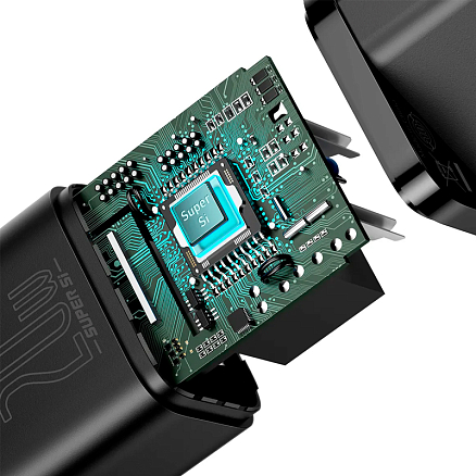 Зарядное устройство сетевое Type-C 20W с кабелем Baseus Super Si (быстрая зарядка PD) черное