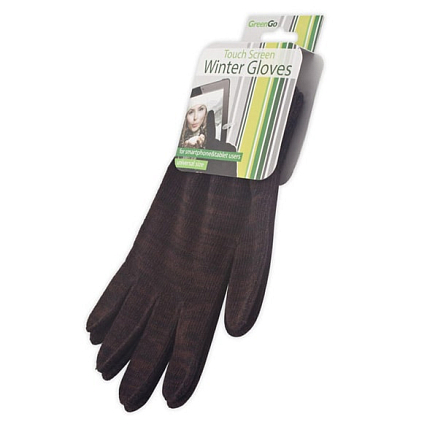 Перчатки трикотажные для емкостных дисплеев Greengo (Польша) коричневые