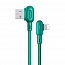 Кабель USB - Lightning для зарядки iPhone 1,2 м 2А с угловыми штекерами плетеный Usams U57 зеленый