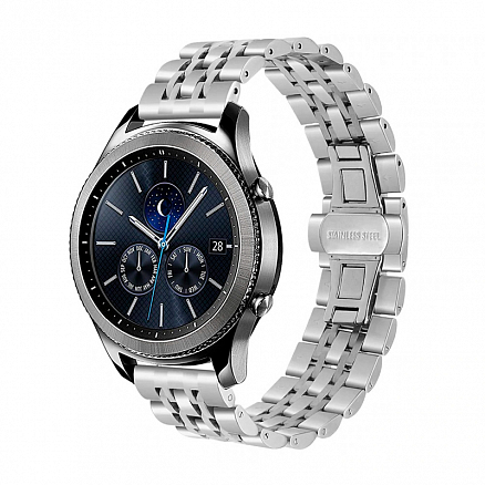 Ремешок-браслет для Samsung Galaxy Watch 46 мм, Gear S3 металлический Nova Metal-7 серебристый