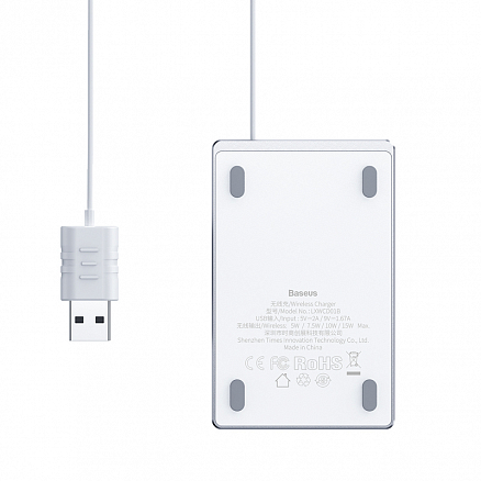 Беспроводная зарядка для телефона ультратонкая 15W Baseus Card (быстрая зарядка) серебристо-белая