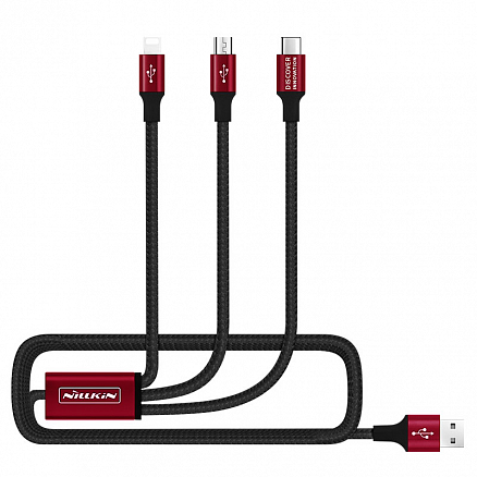 Беспроводная зарядка (быстрая), чехол для Huawei Mate 20 Pro и кабель 3-в-1 Nillkin Fancy Gift (подарочный комплект) черно-красный