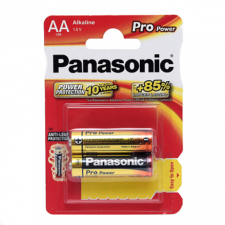 Батарейка LR6 Alkaline (пальчиковая большая AA) Panasonic Pro Power упаковка 2 шт.