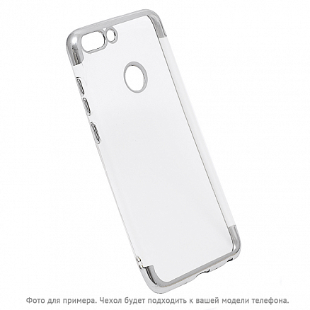 Чехол для iPhone 7 Plus, 8 Plus гелевый GreenGo Plating Soft прозрачно-серебристый