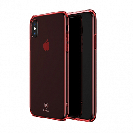 Чехол для iPhone X, XS ультратонкий мягкий Baseus Simple прозрачный красный