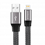 Кабель USB - Lightning для зарядки iPhone 0,5 м 2.4А плетеный плоский Joyroom Magic S-M340 серый