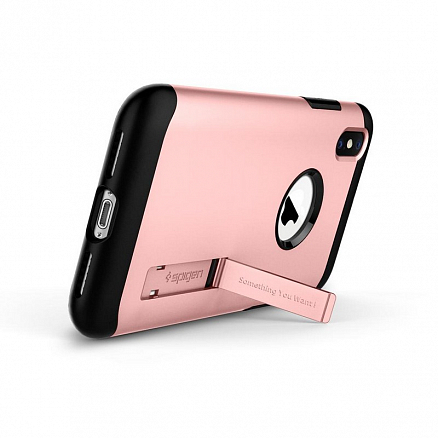 Чехол для iPhone X гибридный тонкий Spigen SGP Slim Armor черно-розовый