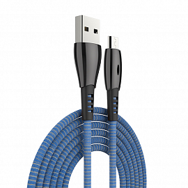 Кабель USB - MicroUSB для зарядки 1 м 3А плетеный Celebrat CB-12 синий
