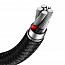 Кабель Type-C - USB 3.0 для зарядки 2 м плетеный 6А 66W Baseus Cafule Metal (быстрая зарядка) черный