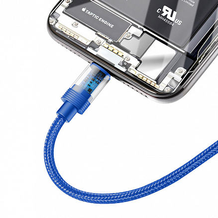 Кабель USB - MicroUSB, Lightning, Type-C 1,2 м 3.5A плетеный Baseus Data Faction синий